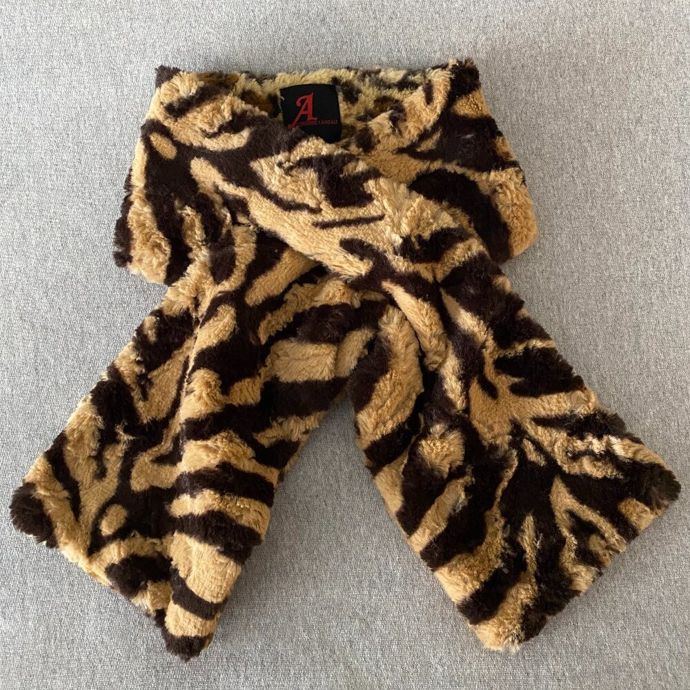 Adrienne Landau Animal Tiger Leopard Print Faux Fur Pull Through Scarf